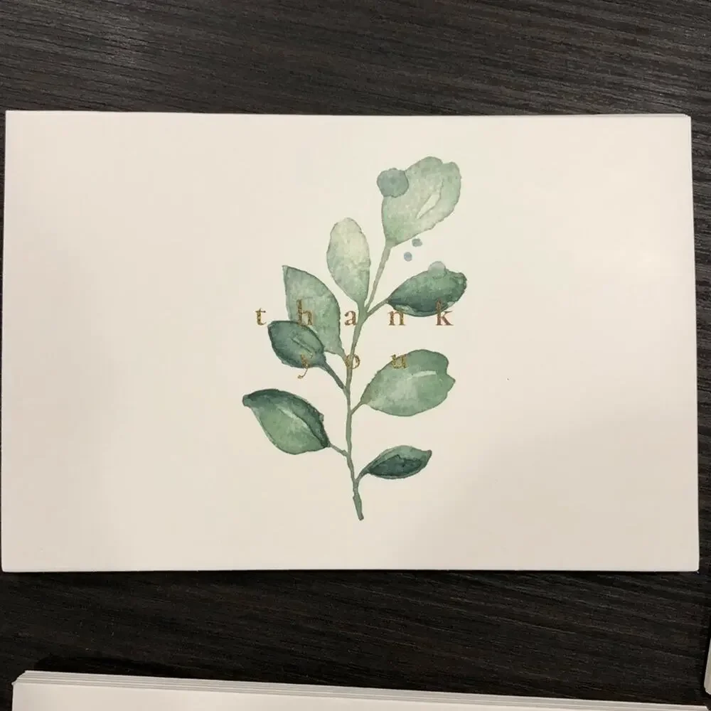 GOOJI Green & Gold‎ Watercolor Botanical THANK YOU Note Cards in 6 Patterns